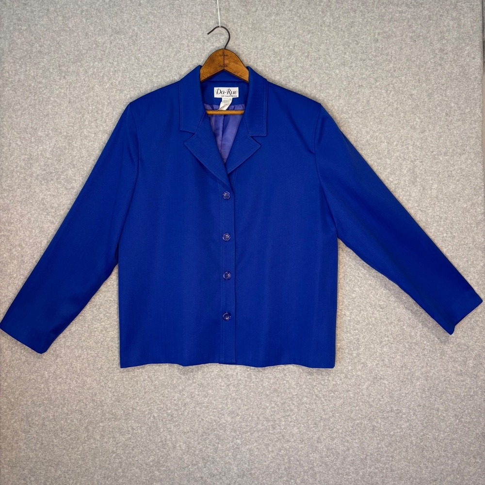 Da-Rue of California Women's 18 Blazer Cobalt Blue‎ Vintage 80s Suit Jacket Chic